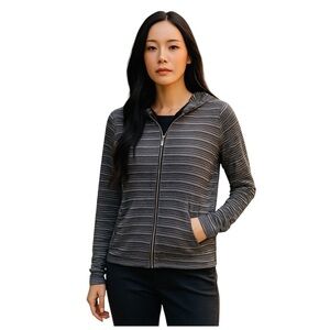 JOIA NYC Women’s Full-Front Zip Hoodie. Black, Gray. Size Large